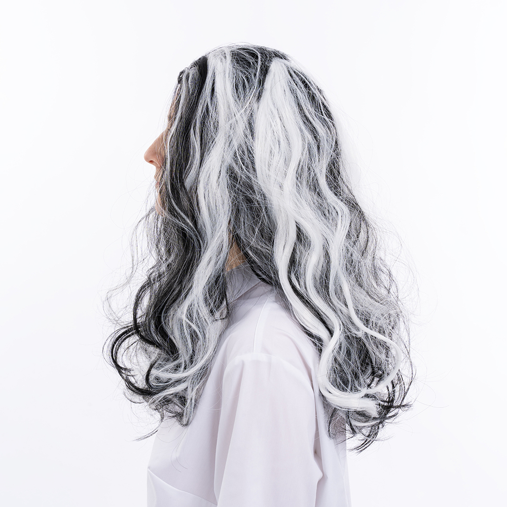 Парик карнавальный, 140 гр, Ведьма, Черный/Белый