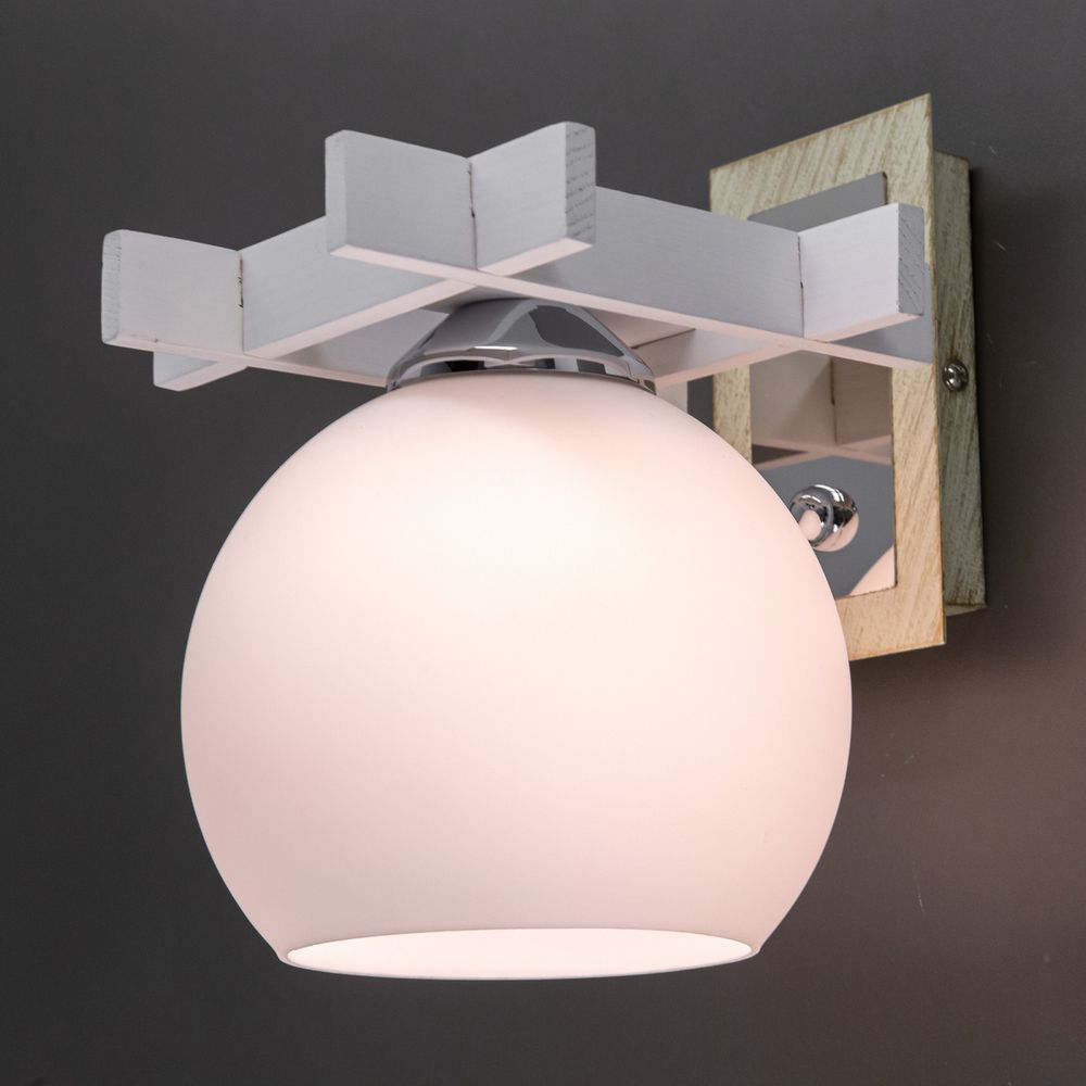 Citilux Нарита CL114312 Бра деревянное Белое Хром