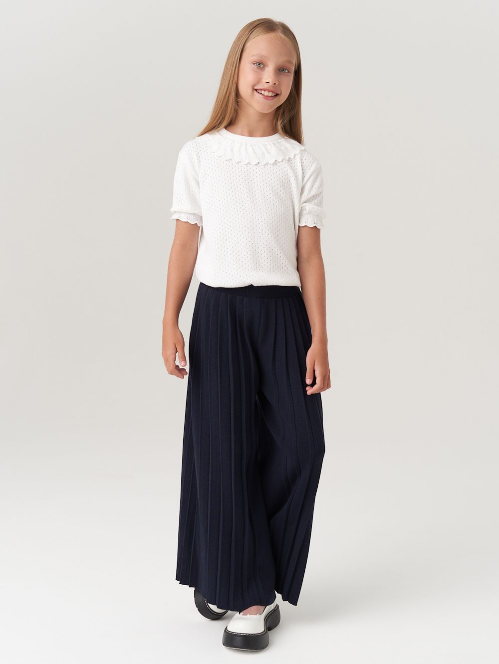 Школьные широкие брюки для девочки AT726-2 синий