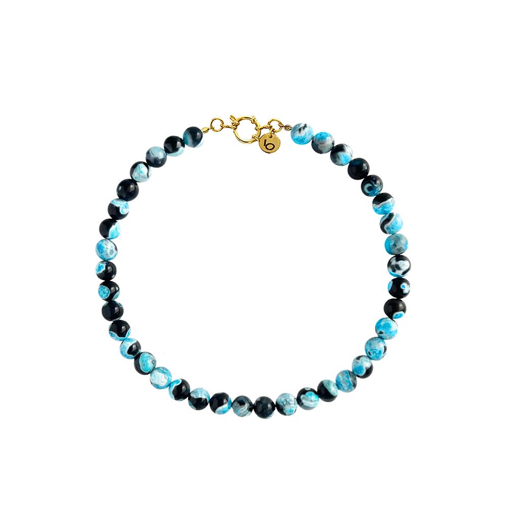 Колье Flame Black из бусин камня