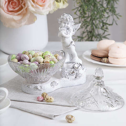 Сахарница стеклянная с крышкой Ангел Роуз Белый