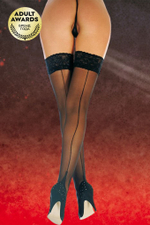 Чулки на широкой резинке со стрелкой черные размер XL