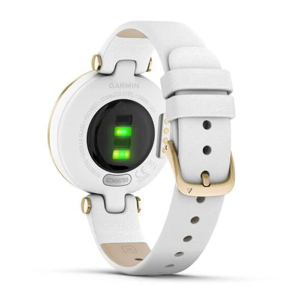 Часы Garmin Lily Classic Light Gold/White, светло-золотистый безель, белый корпус и итальянский кожаный ремешок, 010-02384-B3