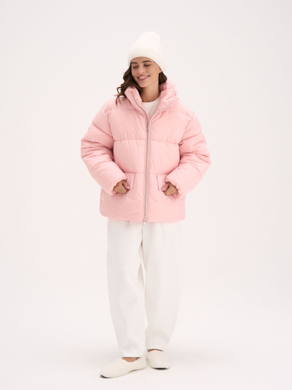 Пуховик стеганый "Розовый" женский
