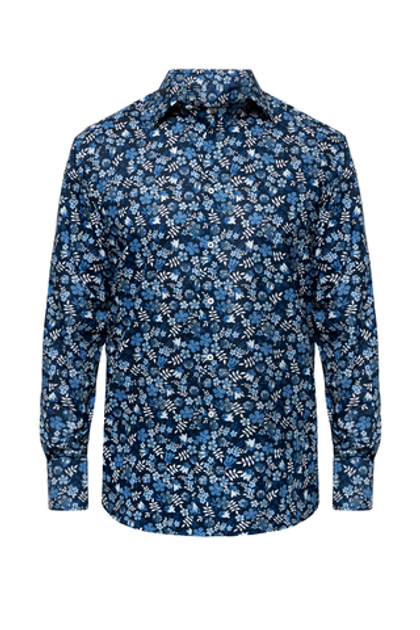Рубашка тёмно-синяя с цветочным принтом Edenham