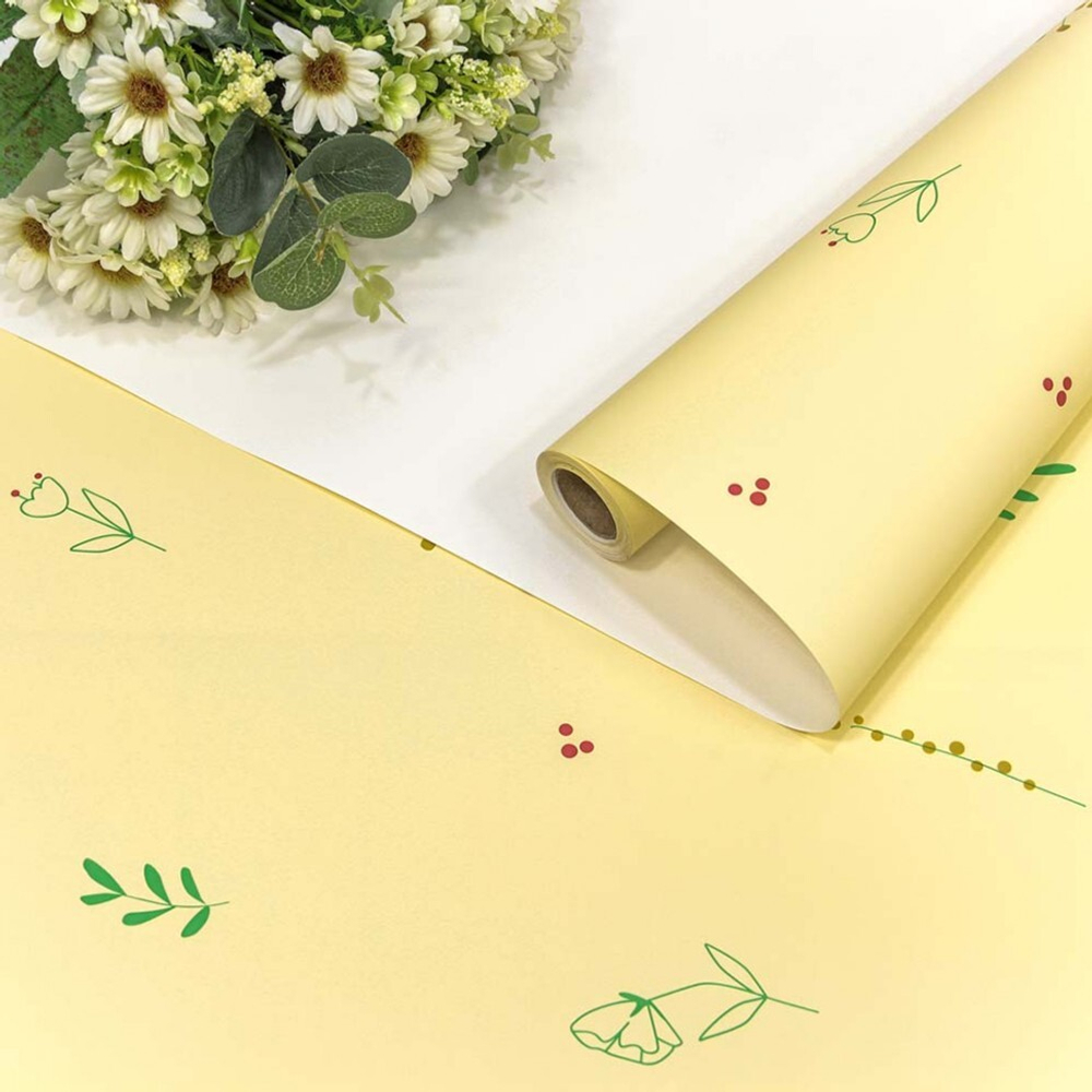 Пленка В рулоне 10 м х 58 см "Веточки" (Желтый)