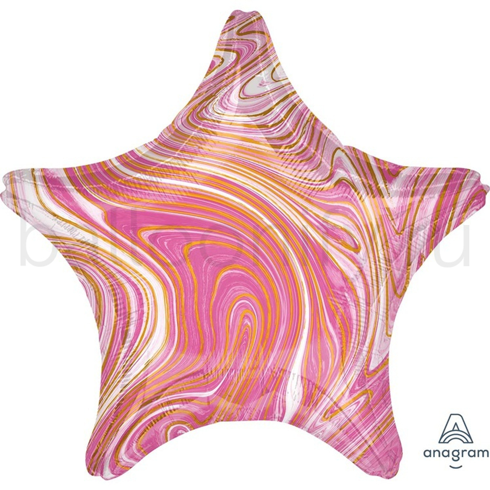 Фольгированная фигура, звезда, 19"/48СМ Мрамор Pink