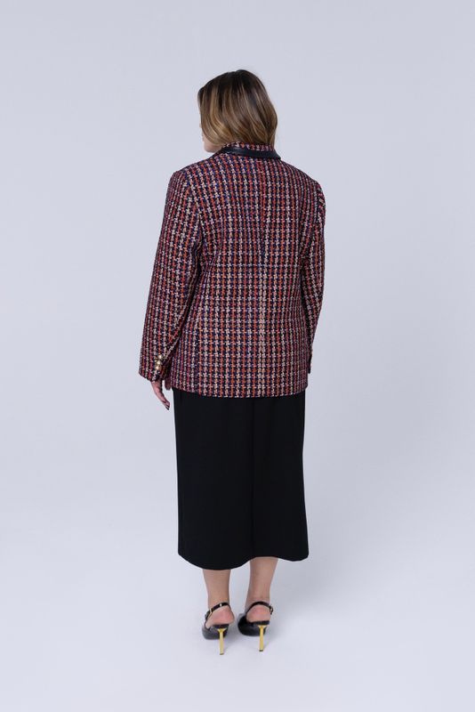 Жакет из твида с лацканами из рептилии, мультиколор