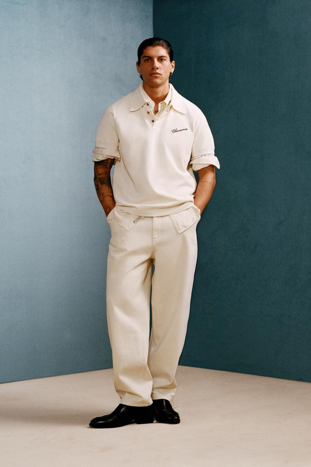 ZARA X WILLY CHAVARRIA ПОЛО, ЖЕЛТОВАТО-БЕЛЫЙ