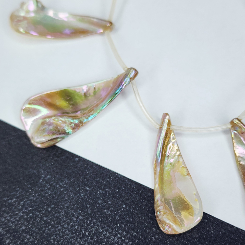 Перламутр, ракушка, подвеска с покрытием АВ, ~22/35/40мм, штучно