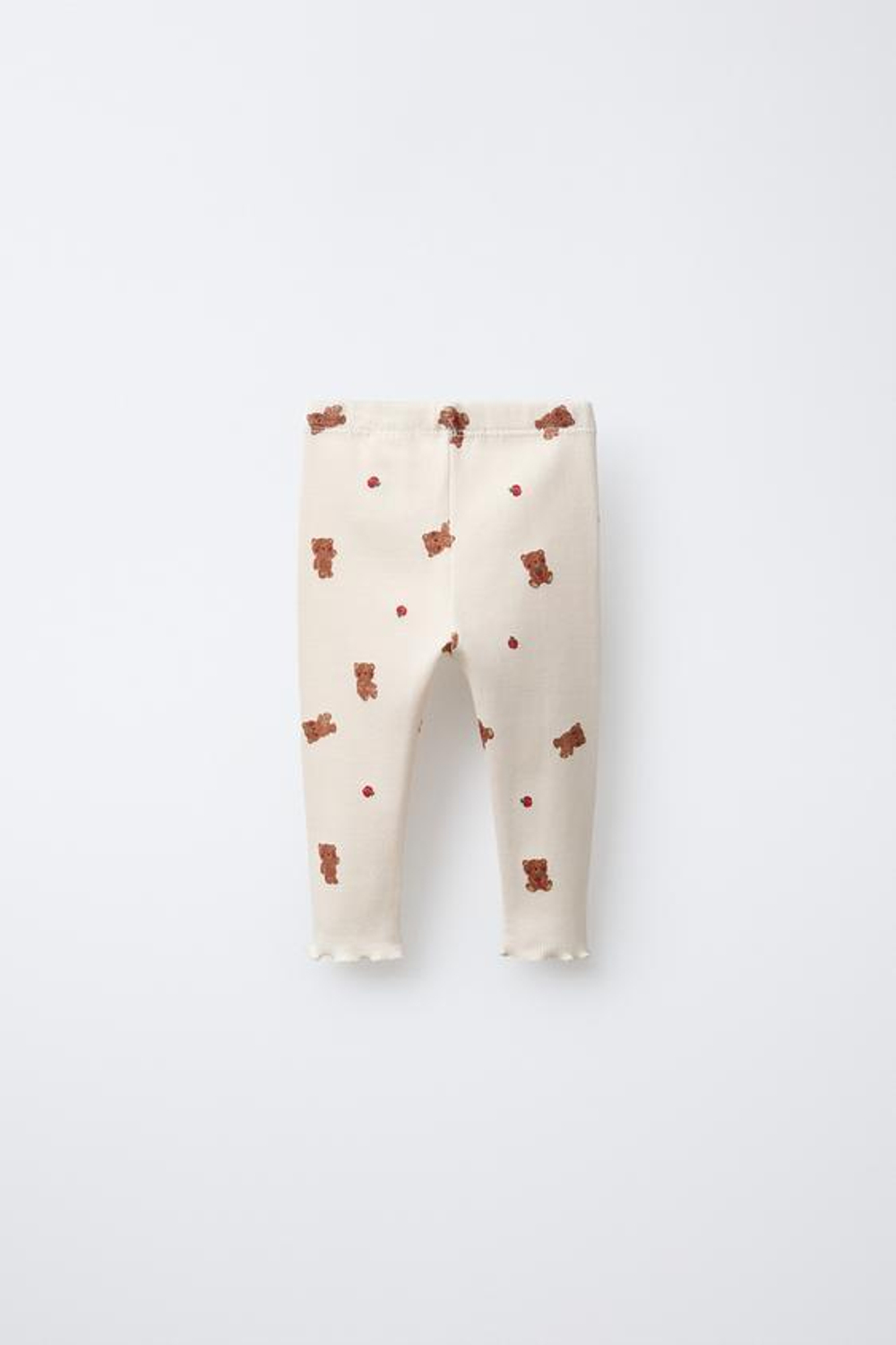 ZARA ЛЕГИНСЫ В РУБЧИК С ПРИНТОМ «МЕДВЕЖАТА», ВАНИЛЬНЫЙ