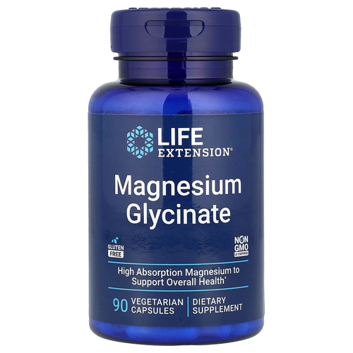Life Extension, Глицинат магния, 90 вегетарианских капсул (105 мг на капсулу)