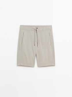 Massimo Dutti Шорты-джоггеры из смесового хлопка, бежевый