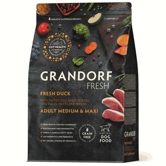 Сухой корм GRANDORF FRESH DOG Duck MED&MAXI утка с бататом для взрослых собак средних и крупных пород, диетическая формула для особо аллергичных собак 3кг