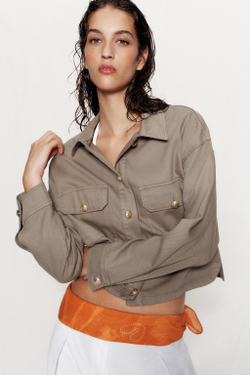 ZARA КУРТКА С ЗОЛОТИСТЫМИ ПУГОВИЦАМИ, РЫЖЕВАТО-КОРИЧНЕВЫЙ