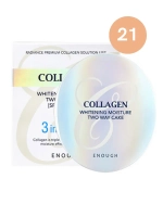 ENOUGH - ПУДРА ДЛЯ ЛИЦА УВЛАЖНЯЮЩАЯ С КОЛЛАГЕНОМ СО СМЕННЫМ БЛОКОМ COLLAGEN HYDRO MOISTURE 3 В 1 SPF25 PA++ №21, 13 Г
