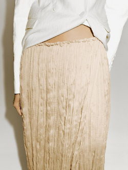 Massimo Dutti Юбка-плиссе с ярусами - Limited Edition, ваниль