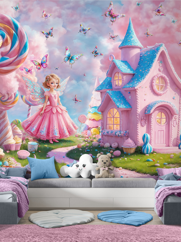 Фотообои для девочки розовые облака