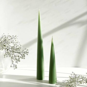 Свеча конусная большая, 37см, цвет Оливковый