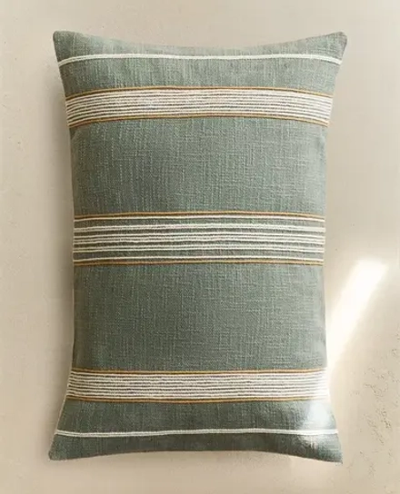 ZARA HOME НАВОЛОЧКА ДЛЯ ДЕКОРАТИВНОЙ ПОДУШКИ В ПОЛОСКУ, СИНИЙ