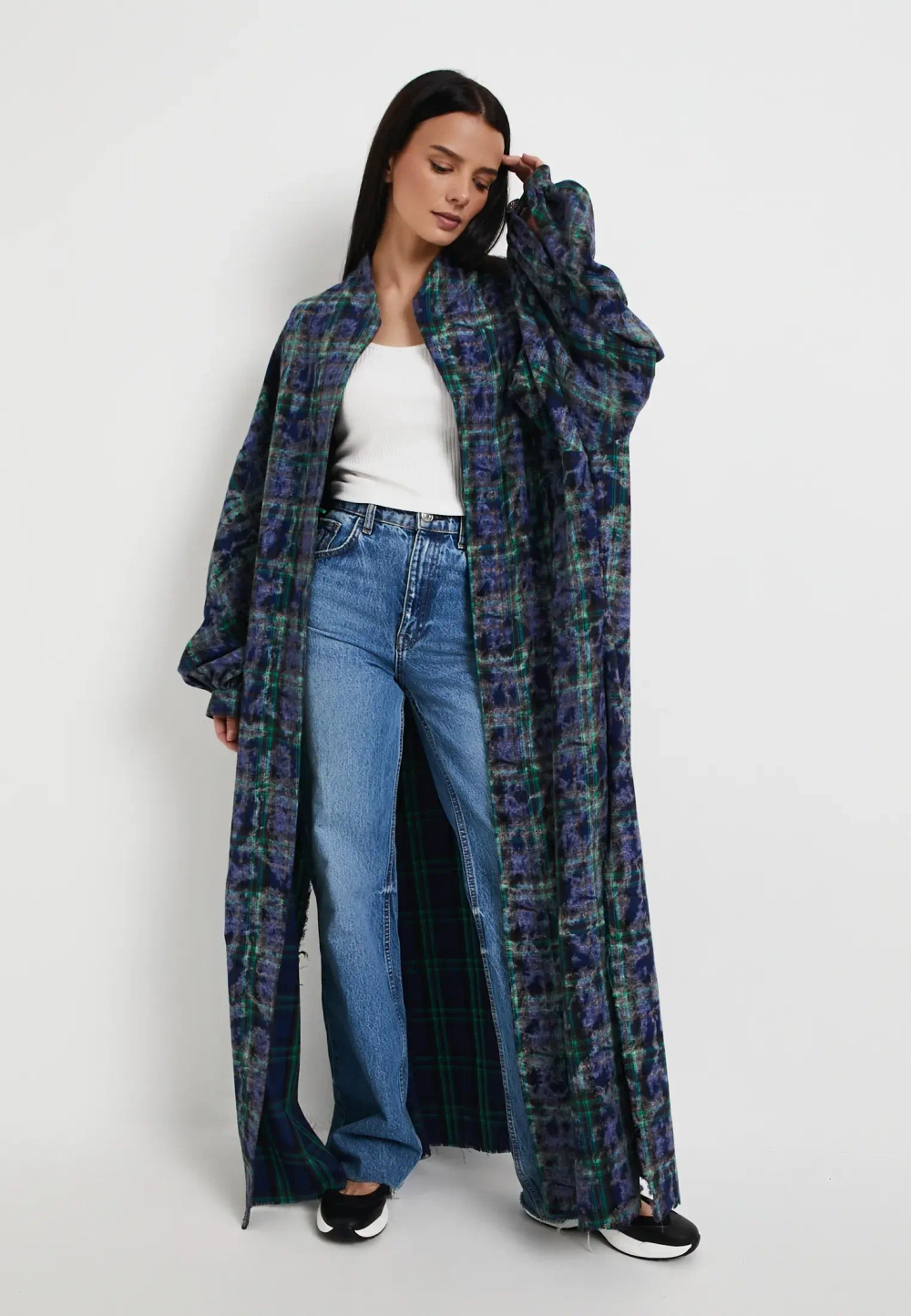 Рубашка Кардиган синяя клетка