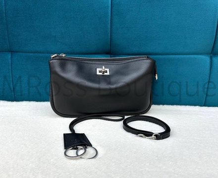 Сумка Balenciaga Rodeo черная кожаная с серебристой застежкой