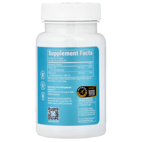 Revive, витамины K2 и D3, 60 капсул