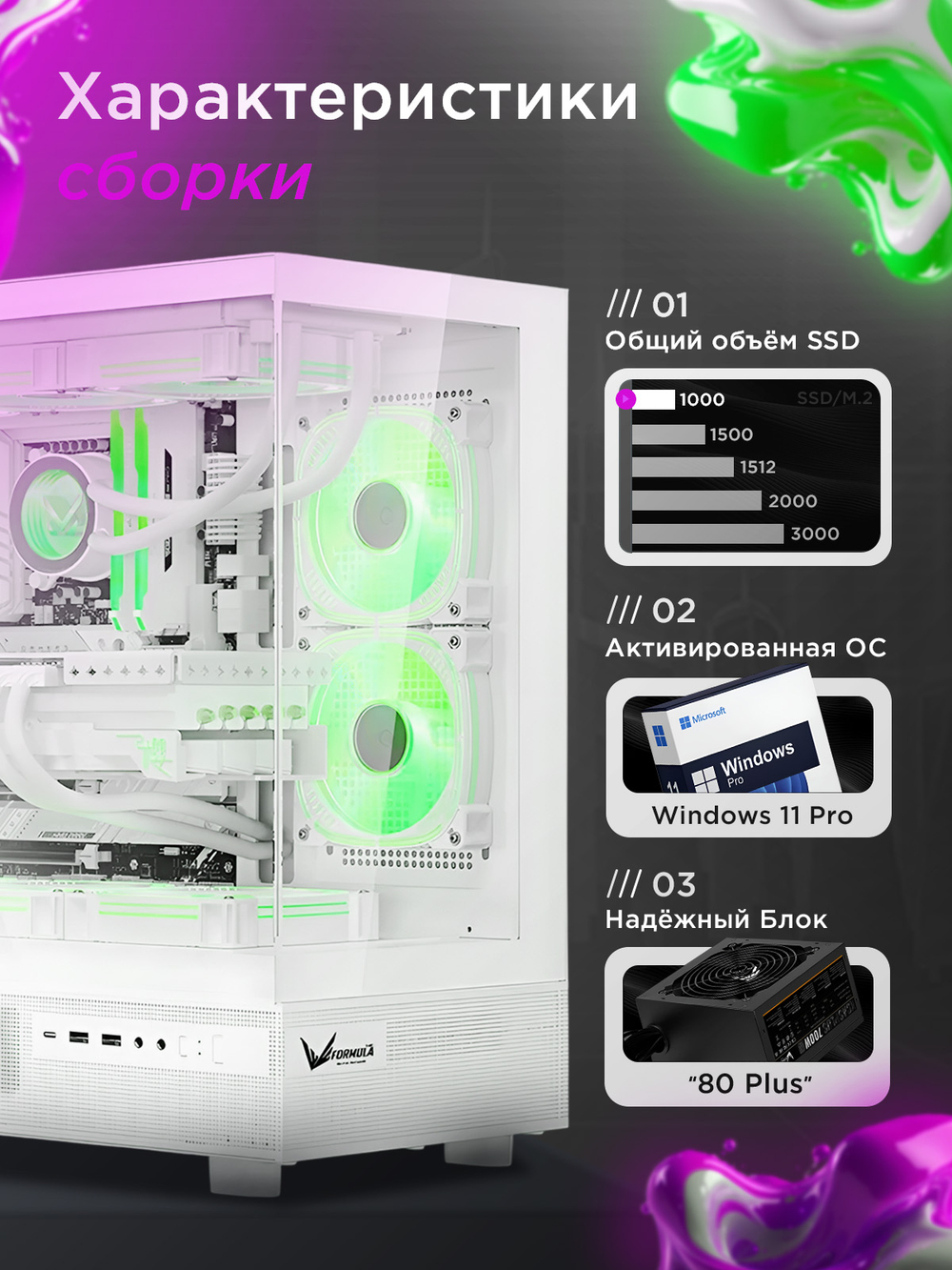 Игровой компьютер (Intel 13400F, RTX4060Ti 16G, 32GB DDR4, SSD 1TB, 750W, win 10pro