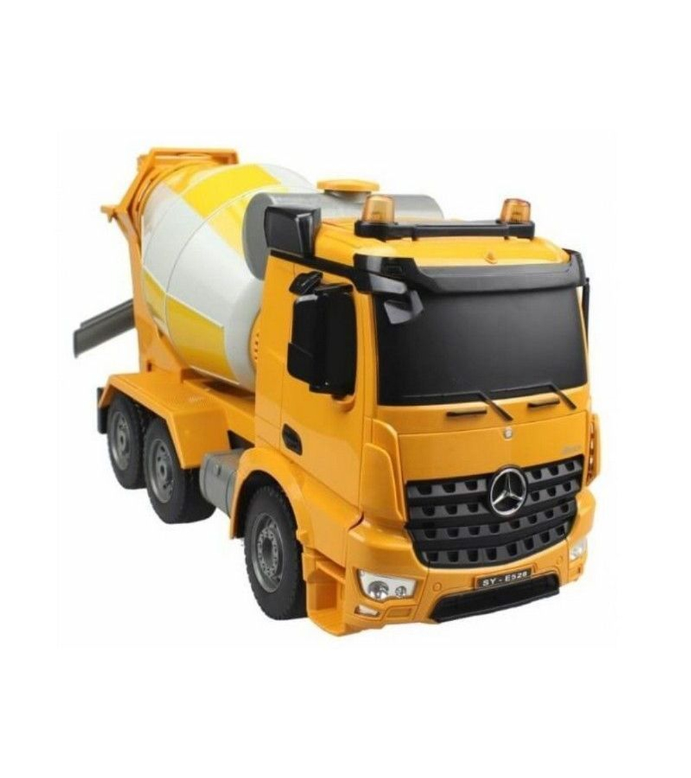 Радиоуправляемая бетономешалка Double Eagle Mercedes-Benz Arocs 1:20 с звуковыми эффектами и подъемным кузовом