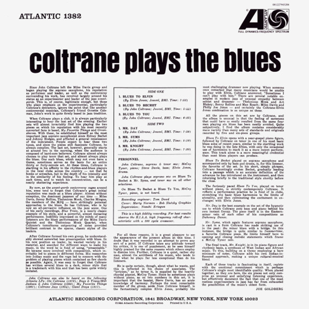 John Coltrane / Coltrane Plays The Blues (LP)