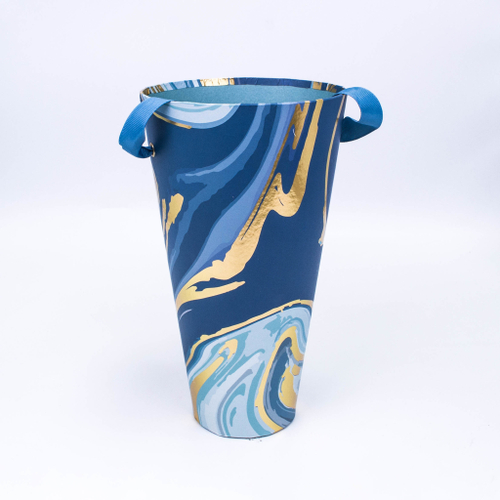 Коробка Ваза "Северное Сияние" под цветы  Золото/Голубая/Синяя