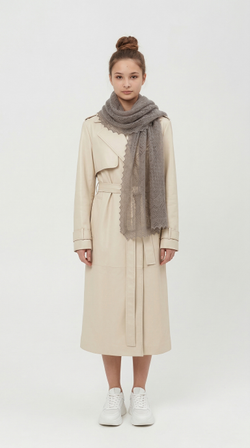 Оренбургский пуховый палантин А16070-03 серый