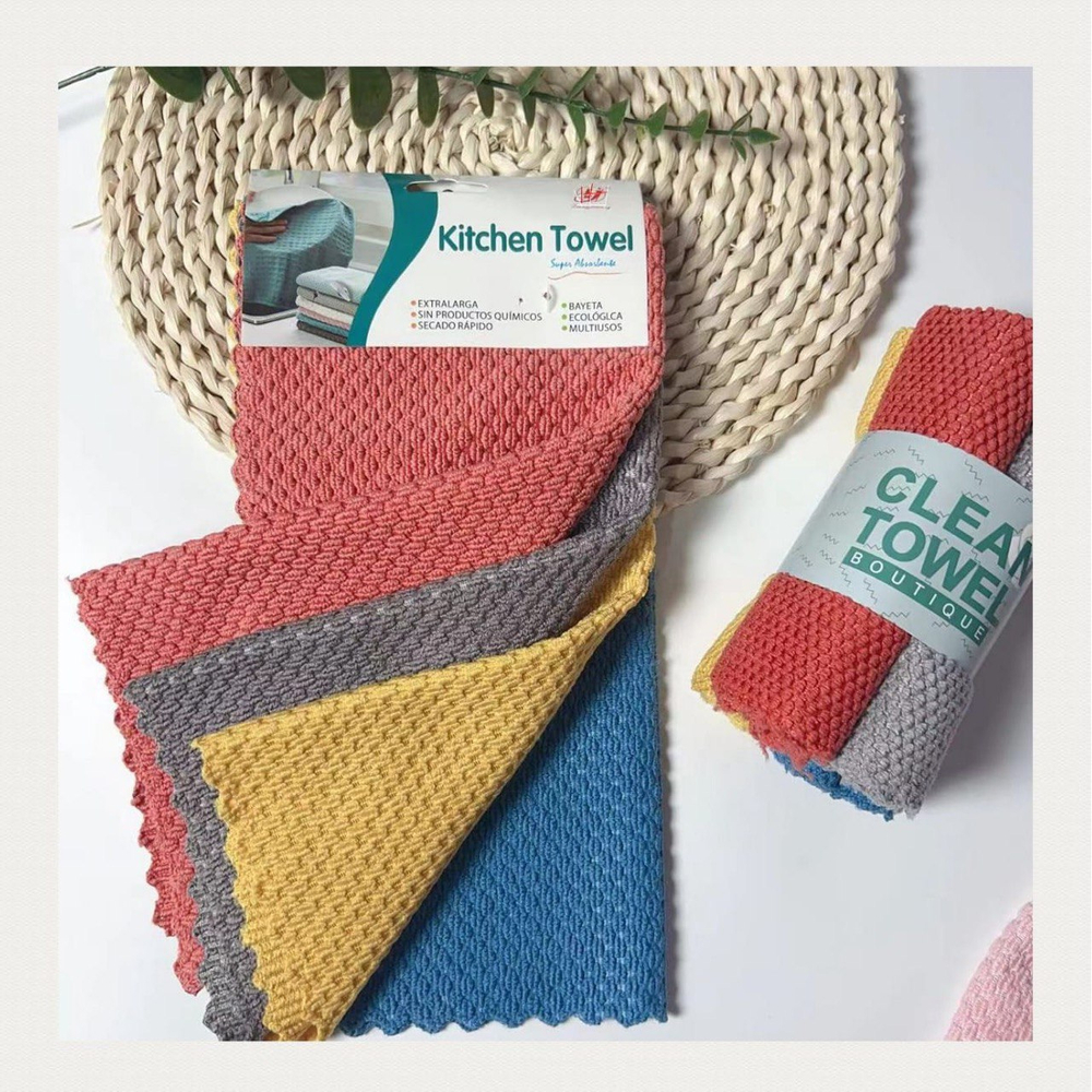 Двусторонние впитывающие тряпки из пшеничного волокна (4 шт.)