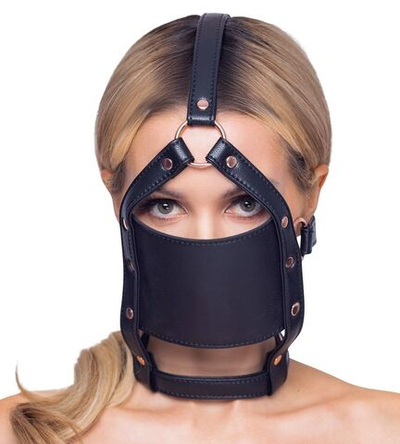 Черный намордник с кляпом-шаром Head Harness With A Gag (Цвет: черный)