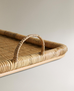 Zara Home Поднос из ротанга, цвет бежевый, 40 см