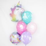 Шар (18"/46 см) Круг, С Днем Рождения! (единорог)