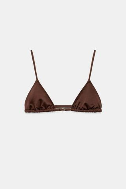 ZARA ОДНОТОННЫЙ ТОП-БИКИНИ, КОРИЧНЕВЫЙ