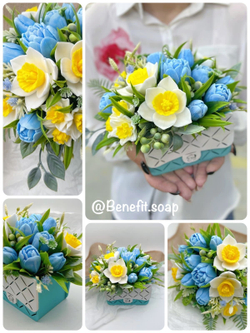 Букет из мыла «Тюльпаны и нарциссы, блюскай»