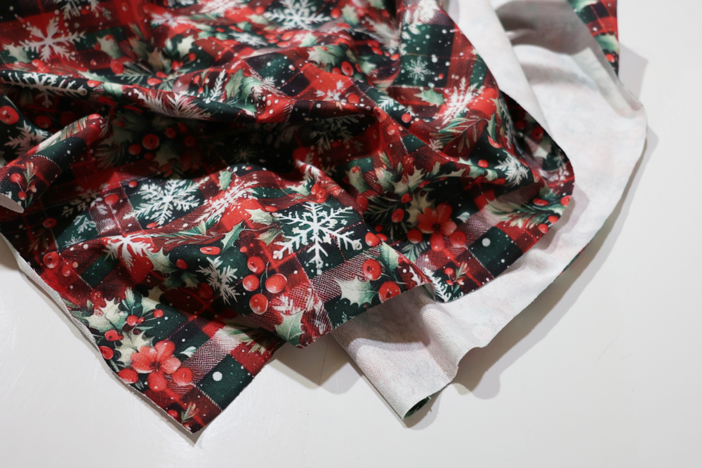 КЛЕТКА-СНЕЖИНКИ - Футер 2х-нитка с лайкрой, пенье (КРВ622 Елена)