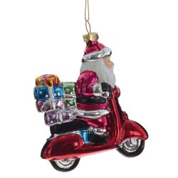 GAEM Украшение новогоднее "Дед Мороз на мопеде", L9 W3 H11,5 см, 2в.