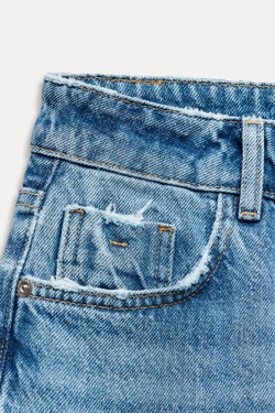 ZARA ДЖИНСЫ Z1975 ПРЯМОГО КРОЯ С ВЫСОКОЙ ПОСАДКОЙ, ВЫЦВЕТШИЙ СИНИЙ