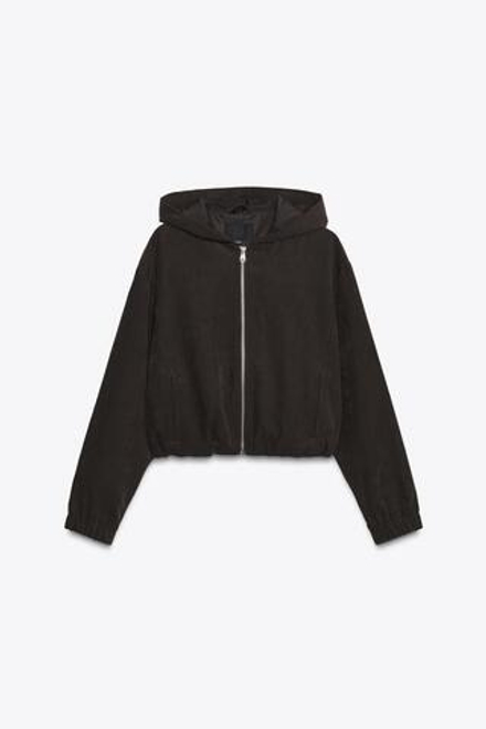 ZARA БОМБЕР С КАПЮШОНОМ, ТЕМНО-КОРИЧНЕВЫЙ