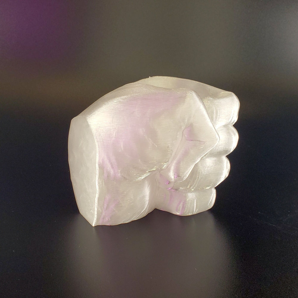 Подставка для карандашей "Кулак" с эффектом белого льда, 3D печать
