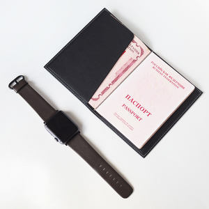 Обложка для паспорта из натуральной кожи теленка, черного цвета