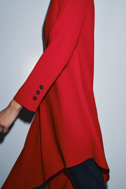 ZARA ДЛИННОЕ АСИММЕТРИЧНОЕ ПЛАТЬЕ ИЗ КОЛЛЕКЦИИ ZW, КРАСНЫЙ