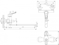 Смеситель для ванны с длинным изливом с аксессуарами Bravat Drop-D