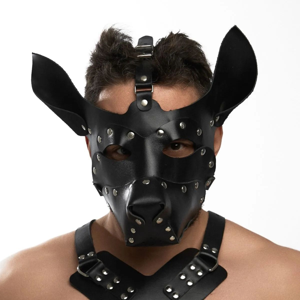Черная кожаная маска «Собака» (Цвет: черный)