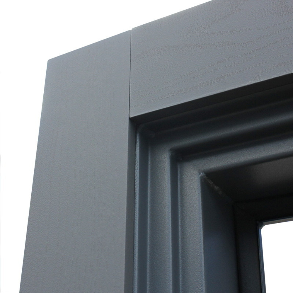 Входная металлическая дверь с зеркалом  "Манчестер" Ясень графит / Софт лайт грей, черный молдинг