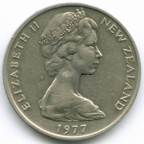 20 центов 1977 год. Новая Зеландия (Елизавета II). Киви. Медно-никель, диаметр 28.6 мм. XF