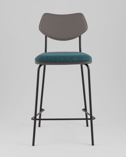 Стул полубарный Casey темно-бирюзовый с серой экокожей